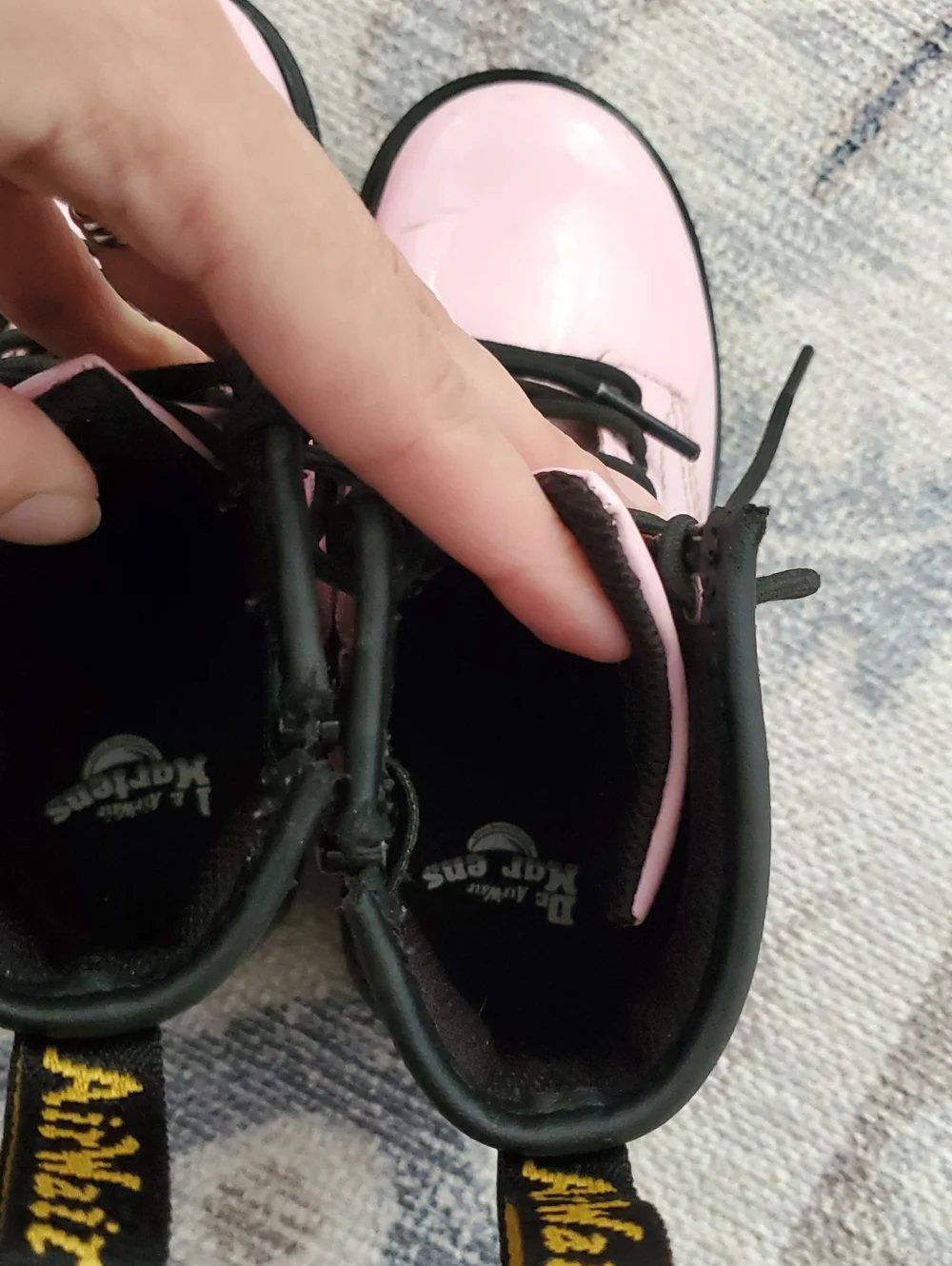 Dr. Martens Kids Pink Patent Leather Lace and Zip Boots sz10